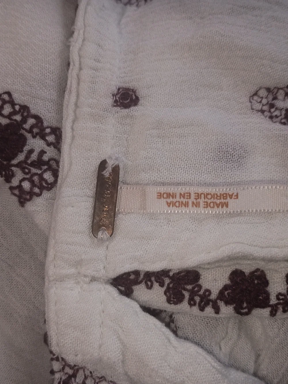 Free People White Peasant Blouse with Purple Print
